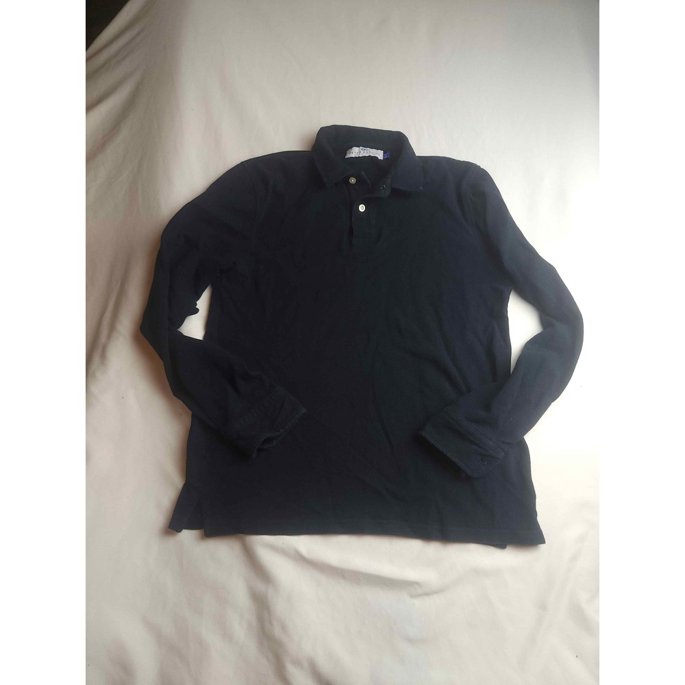Peter Manning James Polo Mens Size 2 Navy Blue Long Sleeve Pique Knit Shirt